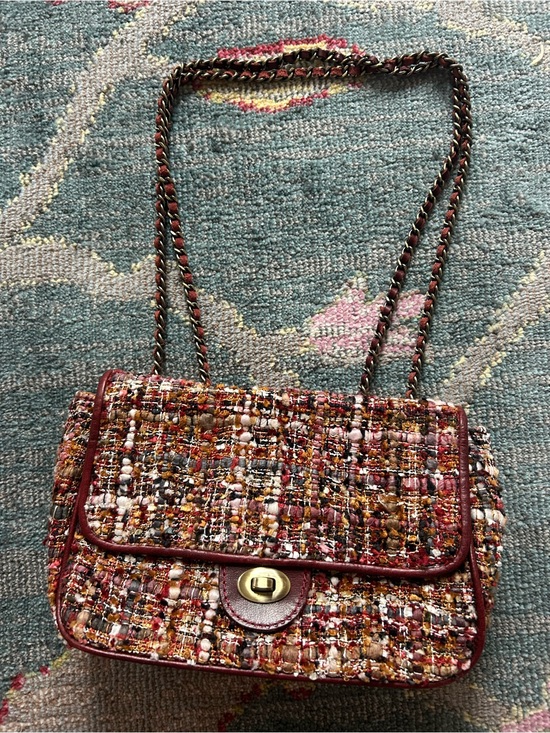 Patricia Nash Handbags - Patricia Nash Lorenza Flap Burgundy Tweed Leather Crossbody Bag Purse Shoulder